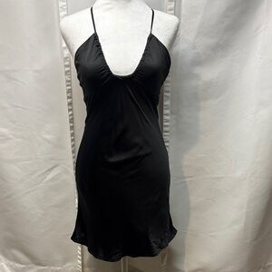 Princess Polly Artea Black Satin Slip Mini Dress NWT